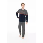 U.s. Polo Assn. Erkek Renk Bloklu Şerit Detaylı Lacivert Ev Giyim Pijama Takımı - Lacivert - Arsno18s95p2-Mlac