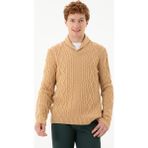 U.S. Polo Assn. Erkek Şal Yaka Kazak - XL - 113-Bej