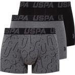 U.S. Polo Assn. Erkek Siyah - Antrasit -Baskılı 3'lü Boxer - 2XL