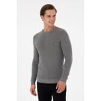 U.S. Polo Assn. Erkek Slim Fit Bisiklet Yaka Gri Melanj Basic Kazak 50298282-VR086 - Grimelanj - 2XL