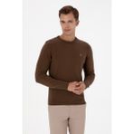 U.S. Polo Assn. Erkek Slim Fit Bisiklet Yaka Kahverengi Basic Kazak 50313713-VR029 - Kahverengi-200 - XL