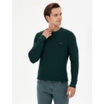 U.S. Polo Assn. Erkek Slim Fit Bisiklet Yaka Koyu Yeşil Basic Kazak 50298282-VR079