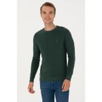 U.S. Polo Assn. Erkek Slim Fit Bisiklet Yaka Koyu Yeşil Basic Kazak 50313667-VR079 - XL