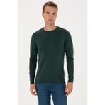 U.S. Polo Assn. Erkek Slim Fit Bisiklet Yaka Koyu Yeşil Basic Kazak 50313713-VR079 - 4XL