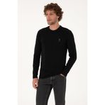 U.S. Polo Assn. Erkek Slim Fit Bisiklet Yaka Siyah Basic Sweatshirt 50307762-VR046