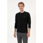 U.S. Polo Assn. Erkek Slim Fit Bisiklet Yaka Siyah Süprem Basic Sweatshirt 50313744-VR046