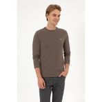 U.S. Polo Assn. Erkek Slim Fit Bisiklet Yaka Vizon Süprem Basic Sweatshirt 50313744-VR052