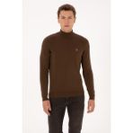 U.S. Polo Assn. Erkek Slim Fit Boğazlı Kahverengi Basic Kazak 50313712-VR029 - Kahverengi-200 - 2XL