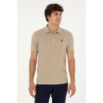 U.S. Polo Assn. Erkek Slim Fit Polo Yaka Açık Haki Basic Tişört 50279573-VR183 - Haki-1070