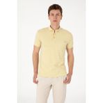 U.S. Polo Assn. Erkek Slim Fit Polo Yaka Cepli Açık Haki Dokulu Tişört 50300084-VR183 - Haki-1070