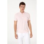 U.S. Polo Assn. Erkek Slim Fit Polo Yaka Cepli Açık Pembe Dokulu Tişört 50300036-VR078 - XL