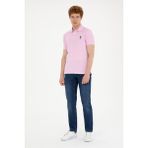 U.S. Polo Assn. Erkek Slim Fit Polo Yaka Pembe Basic Tişört 50279613-VR041 - Pembe-01