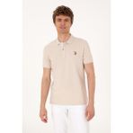 U.S. Polo Assn. Erkek Slim Fit Polo Yaka Taş Basic Tişört 50310669-VR049 - Taş Rengi