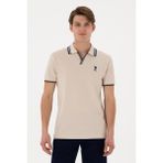 U.S. Polo Assn. Erkek Slim Fit Polo Yaka Taş Tişört 50298081-VR049 - Taş Rengi - XL