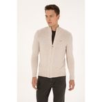 U.S. Polo Assn. Erkek Slim Fit Taş Melanj Basic Triko Hırka 50313688-VR225