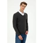 U.S. Polo Assn. Erkek Slim Fit V Yaka Antrasit Basic Kazak 50288885-vr006
