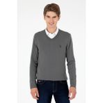 U.S. Polo Assn. Erkek Slim Fit V Yaka Antrasit Basic Kazak 50293512-vr006