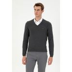 U.S. Polo Assn. Erkek Slim Fit V Yaka Antrasit Melanj Kazak 50297063-VR081 - 2XL