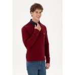 U.S. Polo Assn. Erkek Slim Fit V Yaka Bordo Basic Kazak 50288885-VR014