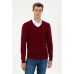 U.S. Polo Assn. Erkek Slim Fit V Yaka Bordo Basic Kazak 50288886-VR014