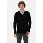 U.S. Polo Assn. Erkek Slim Fit V Yaka Siyah Basic Kazak 50313668-VR046 - XL - Siyah-128