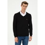 U.S. Polo Assn. Erkek Slim Fit V Yaka Siyah Kazak 50297063-VR046 - XL - Siyah-128