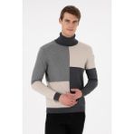 U.S. Polo Assn. Erkek Slim Fit Yarım Balıkçı Yaka Koyu Yeşil Kazak 50297057-VR049 - Taş - XL