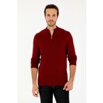 U.S. Polo Assn. Erkek Slim Fit Yarım Fermuarlı Bordo Basic Kazak 50293517-vr014
