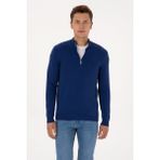 U.S. Polo Assn. Erkek Slim Fit Yarım Fermuarlı İndigo Basic Kazak 50313695-VR028 - Indigo - 3XL