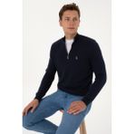 U.S. Polo Assn. Erkek Slim Fit Yarım Fermuarlı Lacivert Basic Kazak 50313695-VR033 - 2XL