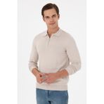 U.S. Polo Assn. Erkek Slim Fit Yarım Fermuarlı Taş Melanj Basic Kazak 50297066-VR225