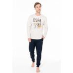 U.S Polo Assn. Erkek Uzun Kollu Bisiklet Yaka Pijama Takımı, Bejmelanj, S Beden