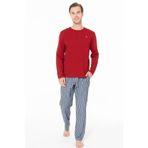 U.S Polo Assn. Erkek Uzun Kollu Bisiklet Yaka Pijama Takımı, Bordo, S Beden