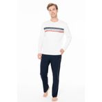U.S Polo Assn. Erkek Uzun Kollu Bisiklet Yaka Pijama Takımı, Ekru, S Beden