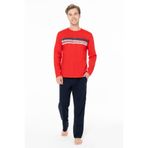 U.S Polo Assn. Erkek Uzun Kollu Bisiklet Yaka Pijama Takımı, Kırmızı, S Beden