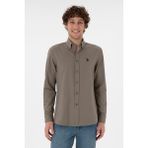 U.S. Polo Assn. Erkek Vizon Gömlek Basic Slim Fit Kolsuz Düz Yaka Trend Stil 50306338-VR052 - XS