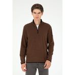 U.S. Polo Assn. Erkek Yarım Fermuarlı Kahverengi Basic Polar Sweatshirt 50298085-vr029