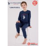 U.s. Polo Assn. Garson Erkek Çocuk %100 Pamuklu 4 Mevsim Kumaş Uzun Kollu Pijama Takım - Indigo - 9 - 10 Yaş