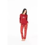U.s. Polo Assn. Kadın %100 Pamuk Ay Desenli Pijama Takımı Düz Paça Bordo - Bordo - Arsno20a15f5-Kbor