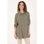 U.s. Polo Assn. Kadın Açık Haki Gömlek Desenli 50311917-VR183 - 34
