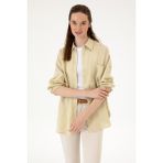 U.S. Polo Assn. Kadın Açık Haki Uzun Kollu Gömlek 50299794-VR183 - Haki-1070 - 38