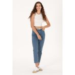 U.S. Polo Assn. Kadın Açık Mavi Mom High Waist Fit Jean Pantolon 50297476-Dn0027 - 40 - Dropsuz