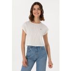 U.S. Polo Assn. Kadın Beyaz Crop Bisiklet Yaka Tişört 50299812-vr013
