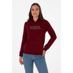 U.S. Polo Assn. Kadın Bordo Şardonlu Kapüşonlu Basic Sweatshirt 50313566-VR014