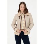 U.S. Polo Assn. Kadın Ekru Suni Deri Ceket 50297261-VR019 - 40 - Dropsuz