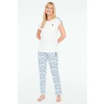 U.S. Polo Assn. - Kadın Ekru Yuvarlak Yaka Pijama Takımı