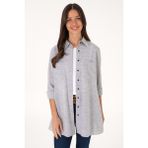 U.S. Polo Assn. Kadın Gri Uzun Kollu Tunik Gömlek 50306406-VR046 - Siyah-128 - 44