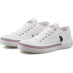 U.S. Polo Assn. Kadın Havuz Taban 101341018 Sneaker 38 Beyaz Keten Malzeme ile Düz Tabanlı