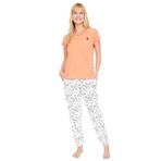 U.S. Polo Assn. - Kadın Kiremit V -Yaka Pijama Takımı