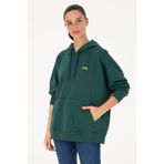 U.S. Polo Assn. Kadın Koyu Yeşil Kapüşonlu Basic Sweatshirt 50297324-vr079